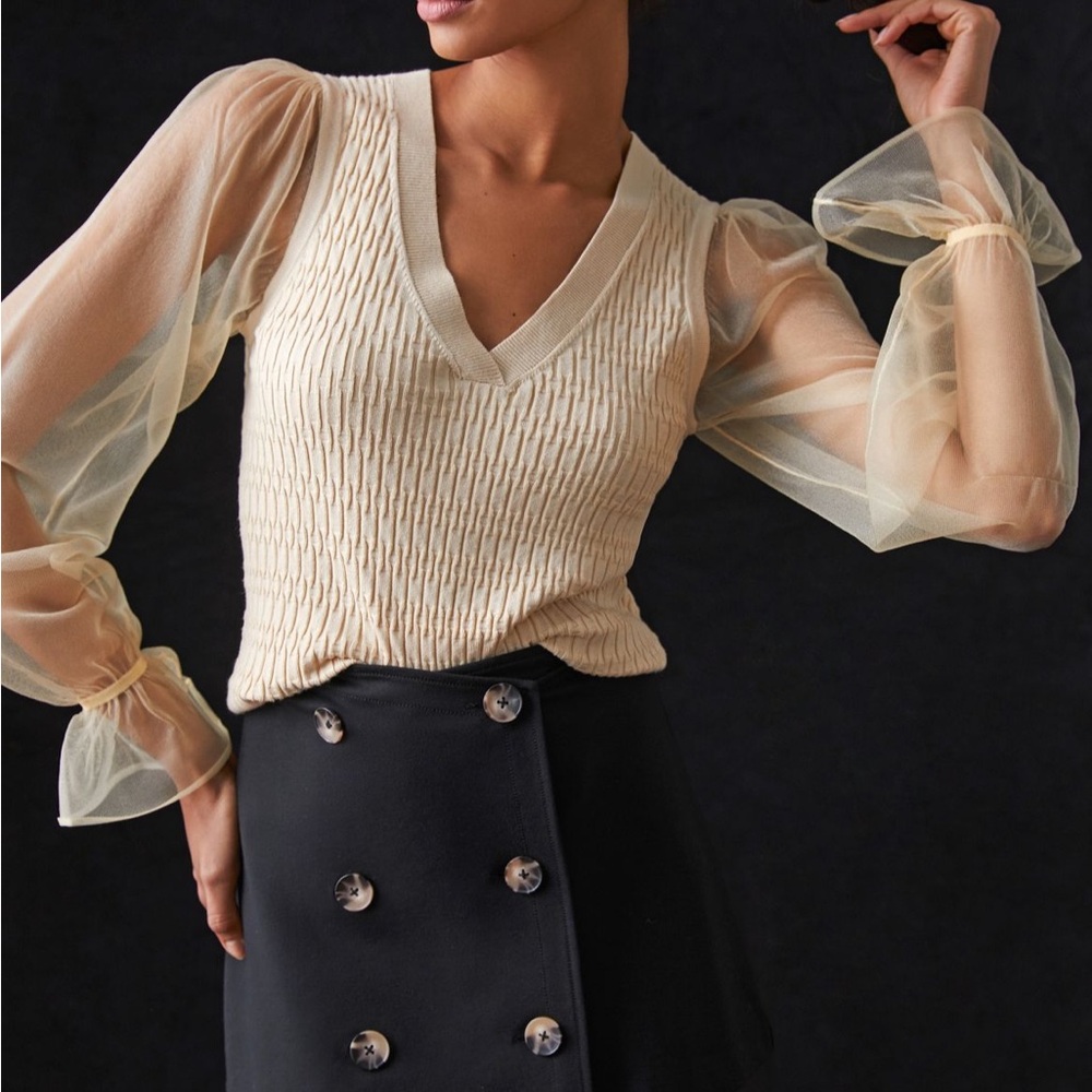 Maeve Sheer Sleeve Sweater